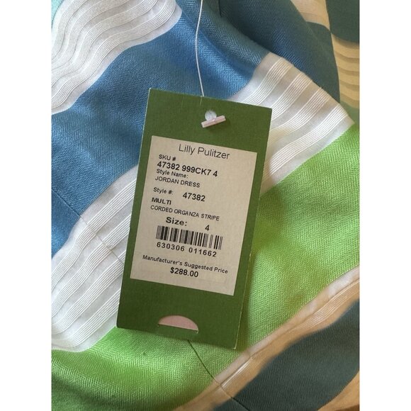 Lilly Pulitzer Jordan Strapless Dress Sz‎ 4 Corded Organza Blue Stripe NEW $288 - Picture 5 of 12